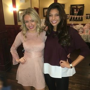 Pink velvet lace mini dress